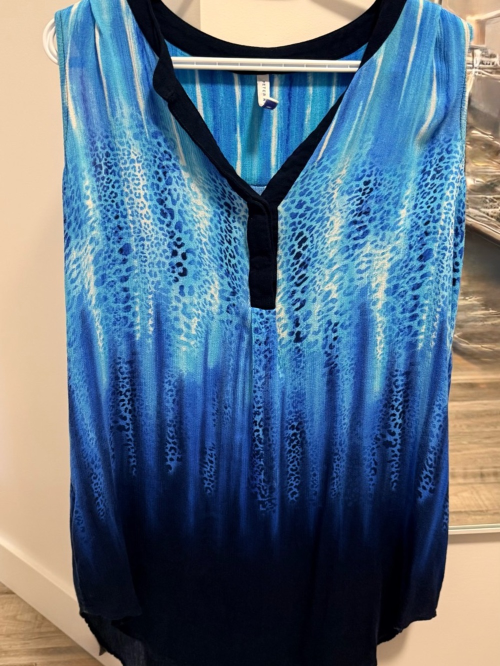 Blue Ombre Animal Print Sleeveless Tunic Top/Cover up